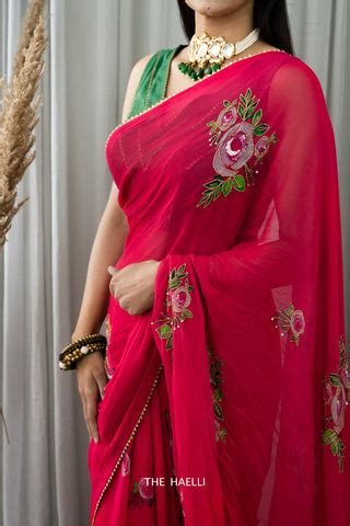 Love At First Sight Georgette Raani Saree – The Haelli