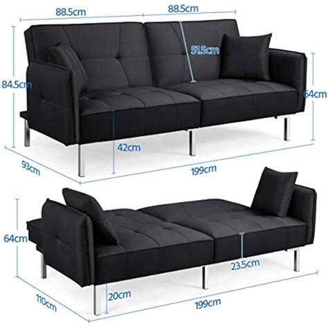 Yaheetech Fabric Sofa Bed 3 Seater Adjustable India | Ubuy