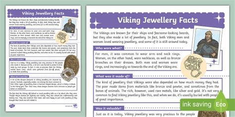 Viking Jewellery Fact File| Twinkl Resources| Comprehension