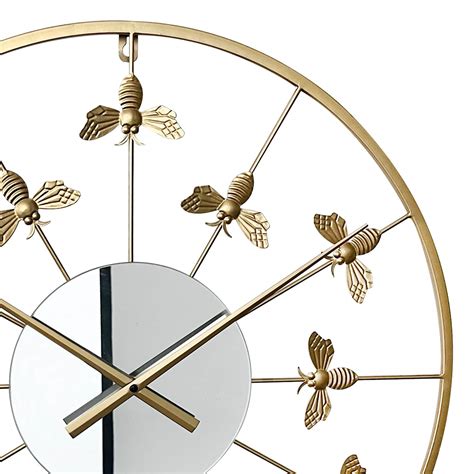 Honeybloom Metal Bee Round Wall Clock, 24"