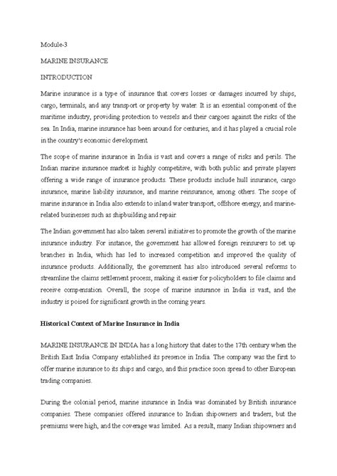 Insurance LAW - Module- MARINE INSURANCE INTRODUCTION Marine insurance ...