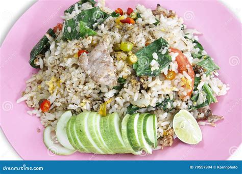 Basic fried rice pork stock photo. Image of lemon, healthy - 79557994