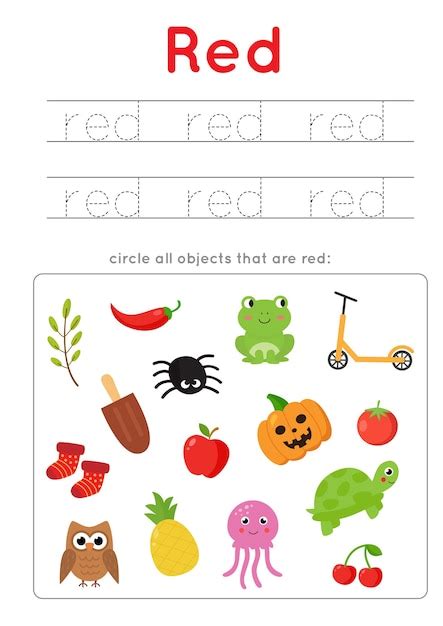 Image result for Color Red Worksheet