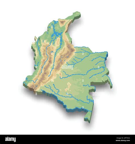 3d isometric relief map of Colombia with shadow Stock Vector Image & Art - Alamy