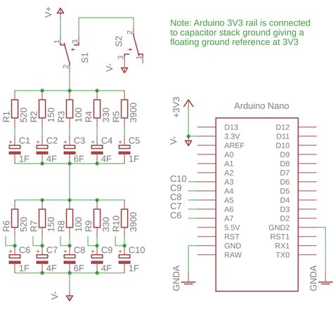 arduino - Capacitors in parallel going negative - Electrical ...