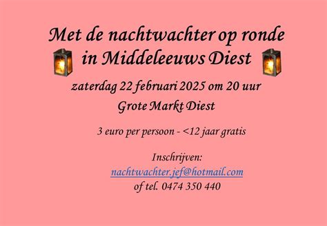Met de nachtwachter op ronde in Middeleeuws Diest, Stad Diest, 22 ...