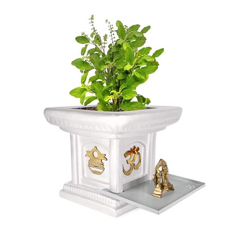 Turtuls Group Fibreglass Tulsi Planter Pots - White Look, 11x10 Inch ...