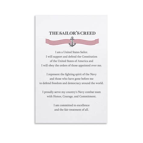 Sailor's Creed Navy Gift for Sailor American Soldier Armed Forces Wall ...