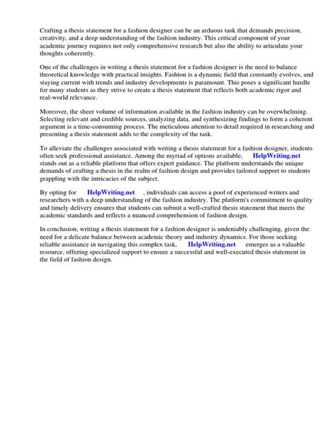 Thesis Statement for Fashion Designer | PDF | Thesis | Fashion
