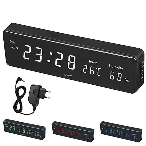 Buy Digital Wall Clock LED Time Calendar Temperature Humidity Display ...