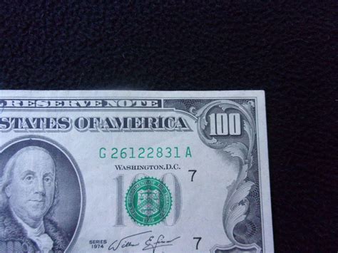 Vintage series 1974 US $100 dollar bill Chicago reserve, G26122831A ...