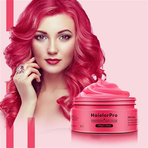 HaiolorPro Pink Temporary Hair Color Dye Wax Washable，Non Permanent ...