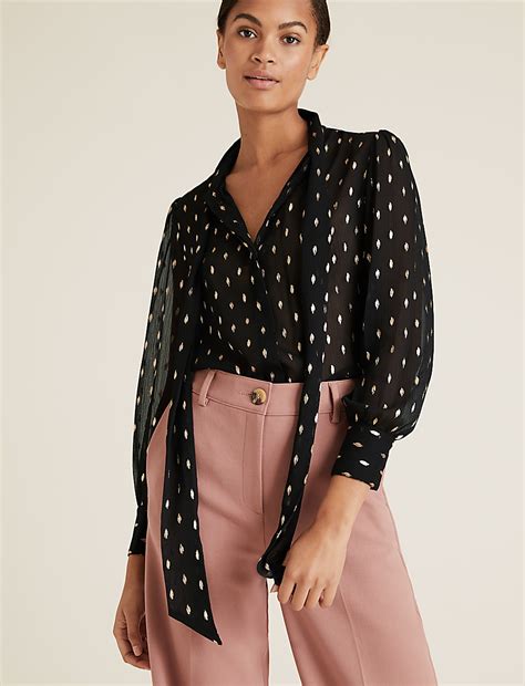 Buy Polka Dot Pussybow Puff Sleeve Blouse at Marks & Spencer