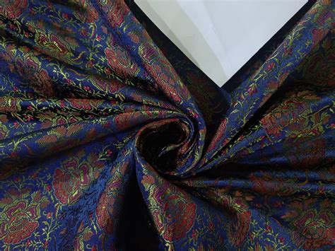 Silk Brocade fabric Blue, Green & Red Color 44" wide BRO224[3] – The ...