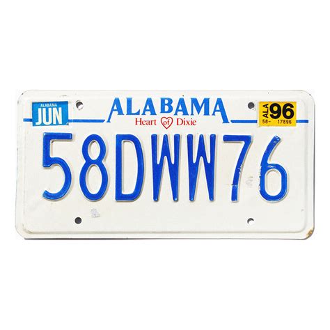 1996 Alabama License Plate #58DWW76 | Best Variety