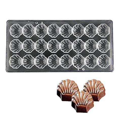 FineDecor 3D Sea Shell Shaped Polycarbonate Chocolate Mold (24 Cavities ...