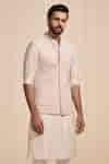Buy Cream Silk Embroidery Nehru Jacket For Men by Raghavendra Rathore ...