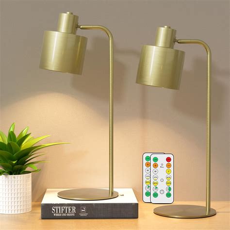 Amazon.com: Aoceley Gold Battery Operated Table Lamp Set of Two ...