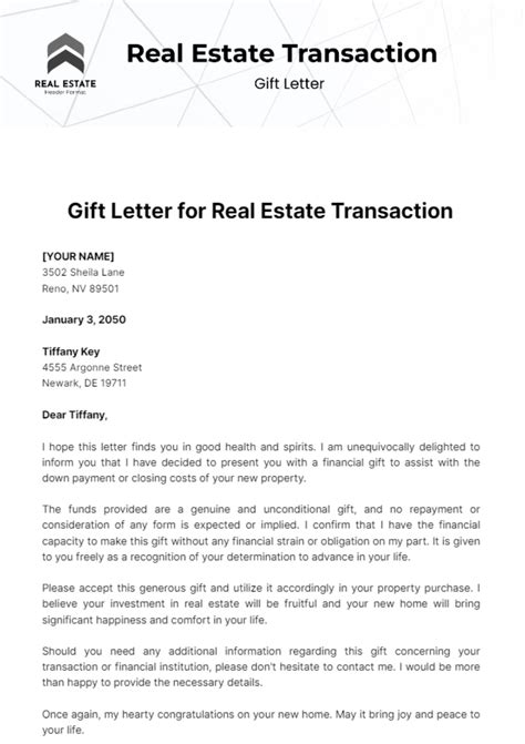 Free Gift Letter for Real Estate Transaction Template to Edit Online