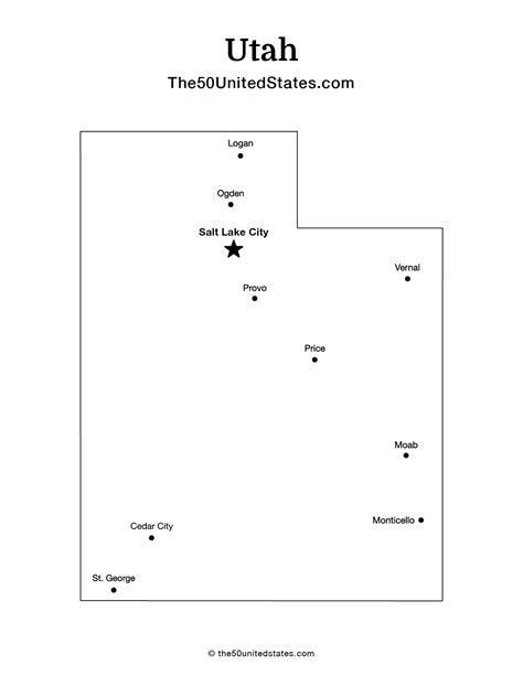 Free Printable State Map of Utah with Cities (Labeled) | The 50 United ...