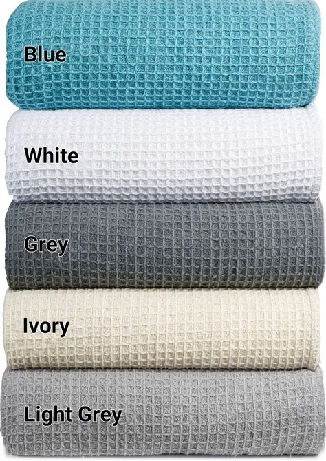 Amazon.com: PHF 100% Cotton Waffle Weave Blanket King Size for Bed ...