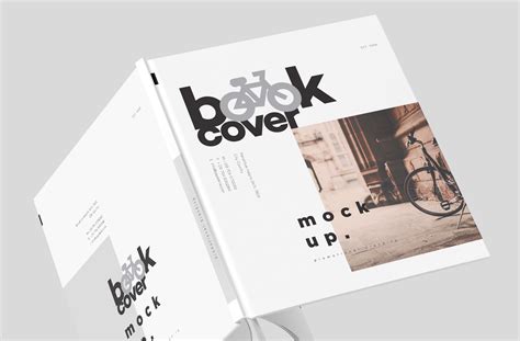 Square Hardcover Book Mockup Floating Open View | ZippyPixels