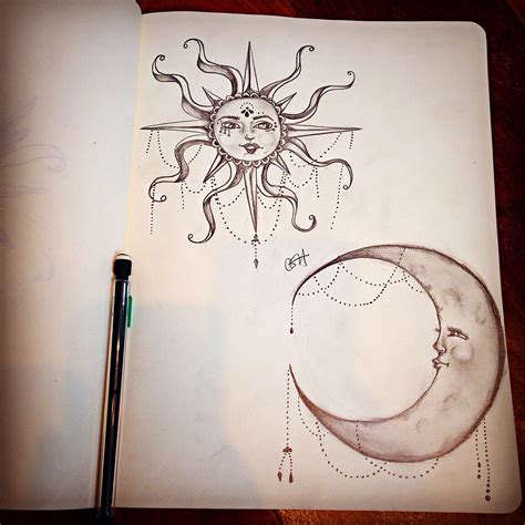 Moon & Sun Pencil Drawing