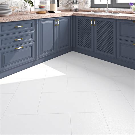 FunStick 12"x24" White Peel and Stick Floor Tile Waterproof White Vinyl ...