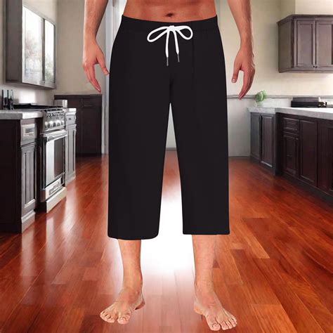 Muscularfit Lounge Golf Pants Men Stretch Relaxed Fit Capri Black ...