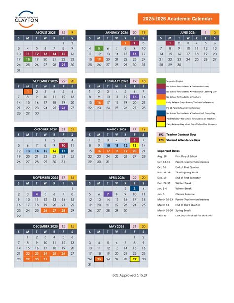 The School District of Clayton Calendar 25-26 Revised [PDF] - EduCounty