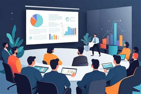 Virtual seminar attendance flat vector illustration | Premium AI ...