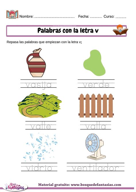 Palabras con la letra V : Actividades y ejemplos para niños