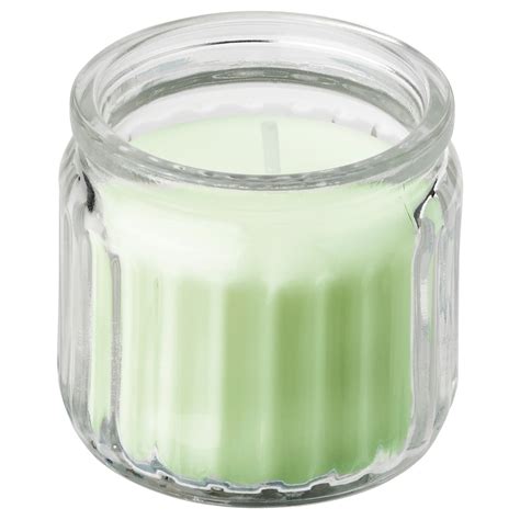 LÖVSKOGSLUND scented candle in glass, Apple/light green, 12 hr - IKEA
