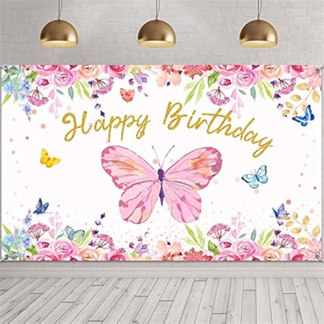 Tatuo Butterfly Happy Birthday Backdrop 6x4ft Pink India | Ubuy