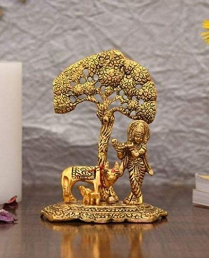 Gold Plated Radha Krishna Statue Sitting Under Tree – PujaNpujari