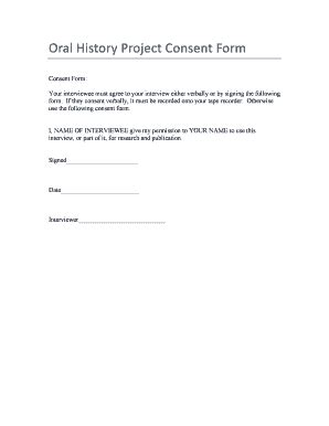 2013-2026 Oral History Project Consent Form - Fill Out, Sign & Share ...