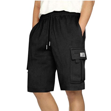 Njagoc3 Mens Black Cargo Shorts, Rugged Design, Multi - Pockets, Summer ...