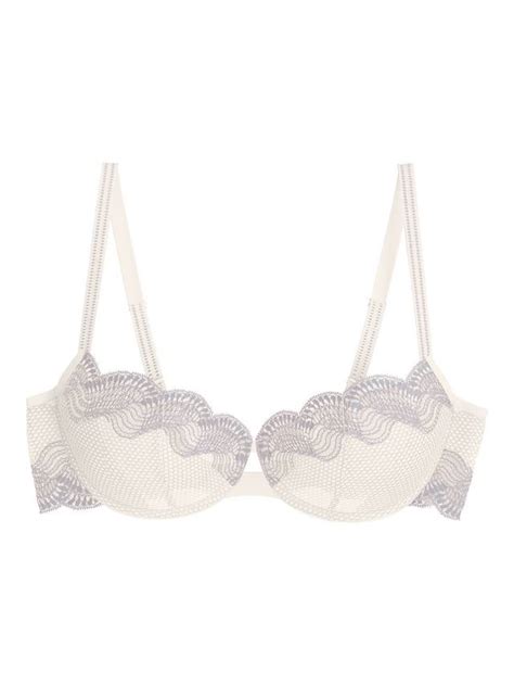 Triumph Comfort Glam Lace Underwired Balconette Bra, Silk White