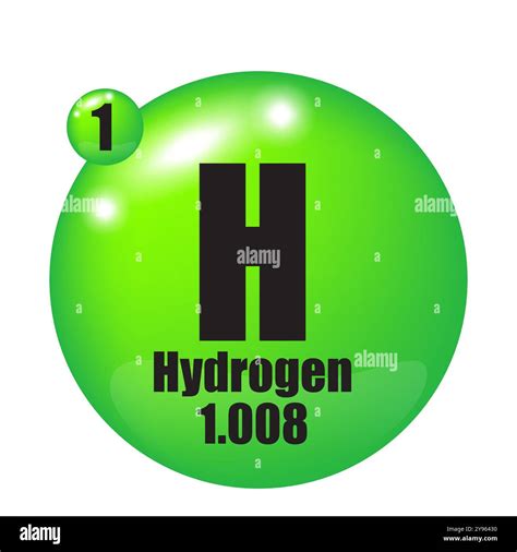 Hydrogen element icon. Green glossy sphere. Chemical symbol H. Atomic number one Stock Vector ...