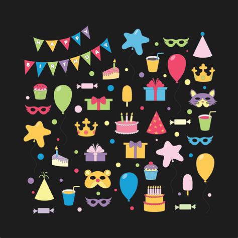 happy birthday icons vector 24605846 Vector Art at Vecteezy
