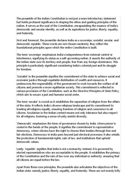 Preamble - The preamble of the Indian Constitution is not just a mere ...
