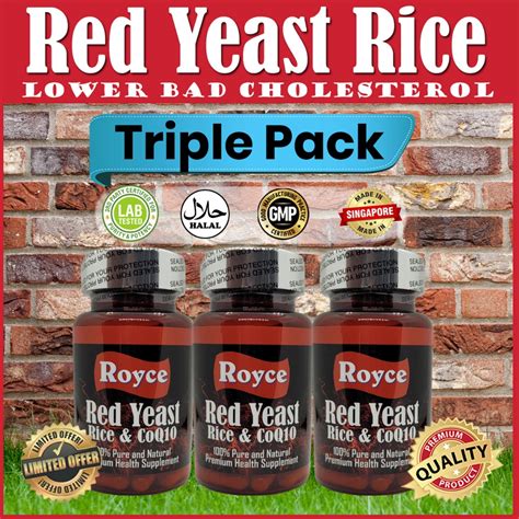 Red Yeast Rice CoQ10 Triple Pack 180 (60x3) cap Cardiovascular natural statins lower blood ...