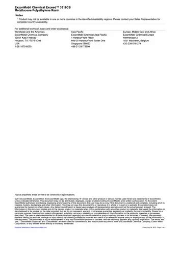 Metelocene - 3518CB ExxonMobil Performance Polymer Metlocene grade ...