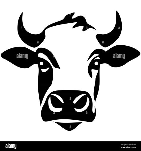 black and white cow head logo minimalist vector illustration Stock ...