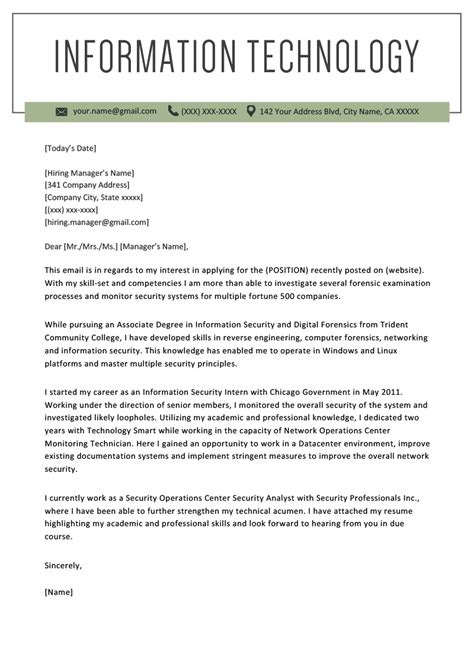 Information Technology Cover Letter 的图像结果