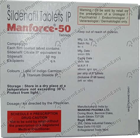 Manforce 50 MG Tablet (9): Uses, Side Effects, Price & Dosage | PharmEasy