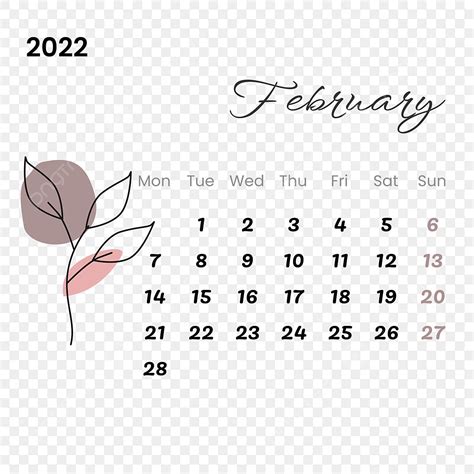 February 2023 Calendar Vector Art PNG, February 2022 Calendar With ...
