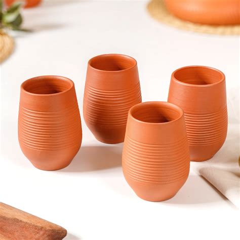 Ring Textured Terracotta Tumblers Set Of 4 400ml Online - Premium ...