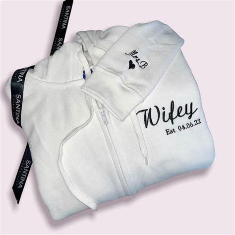 Personalized Zip-Up Hoodie for Wifey and Brides with Custom Embroidery ...