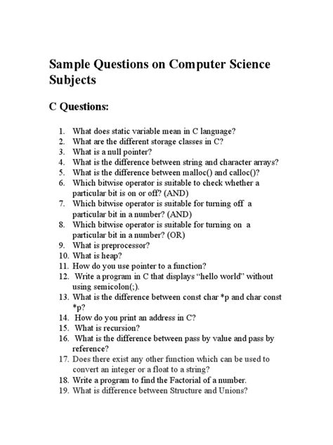 Image result for Basic Questions On Computer Science